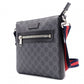 GUCCI GG Supreme Shoulder Bag, PVC/Leather, Grey, GG Logo, Men’s Crossbody Bag