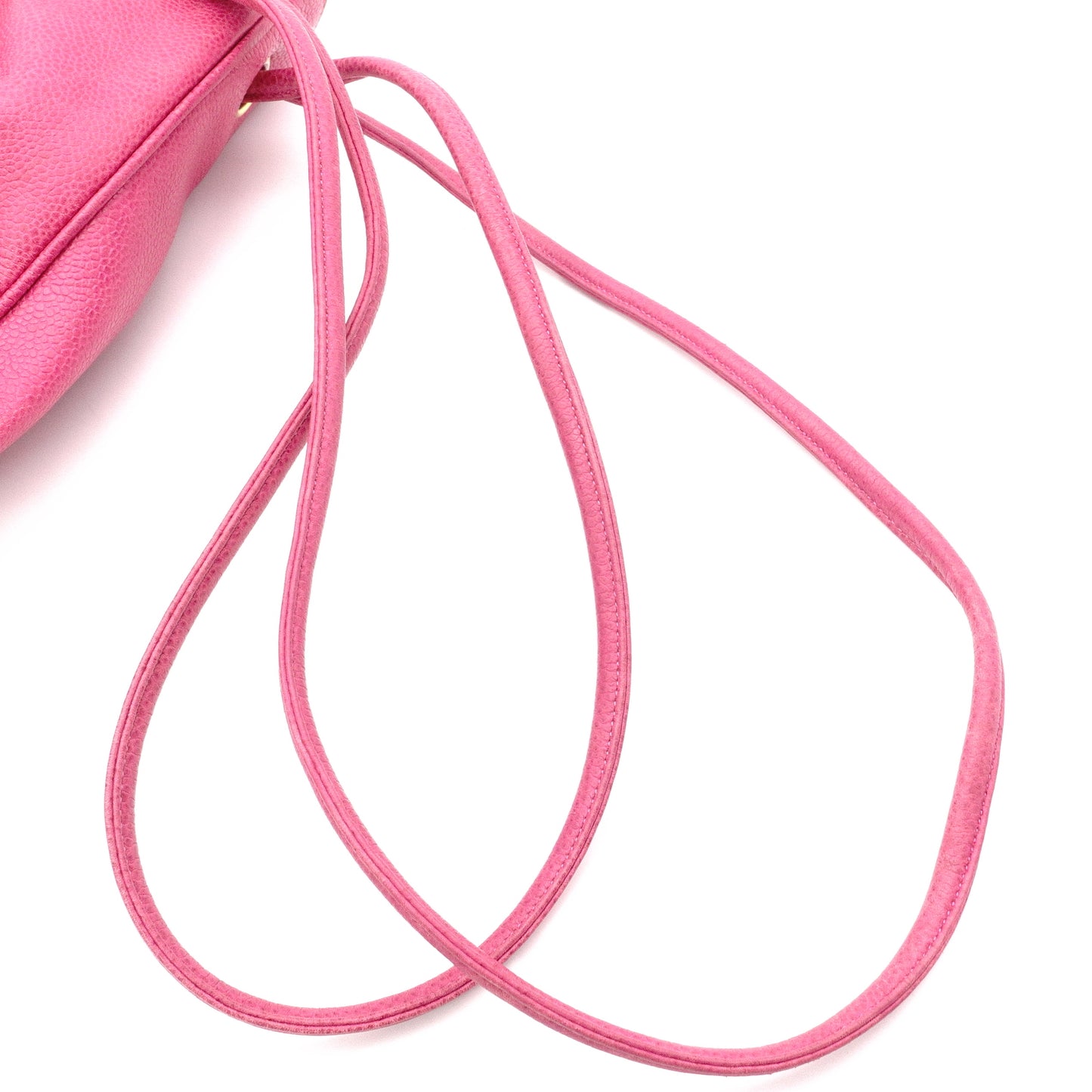 CHANEL Caviar Skin Bucket Bag, Shoulder Bag, Leather, Pink, Gold Hardware, Drawstring Bag