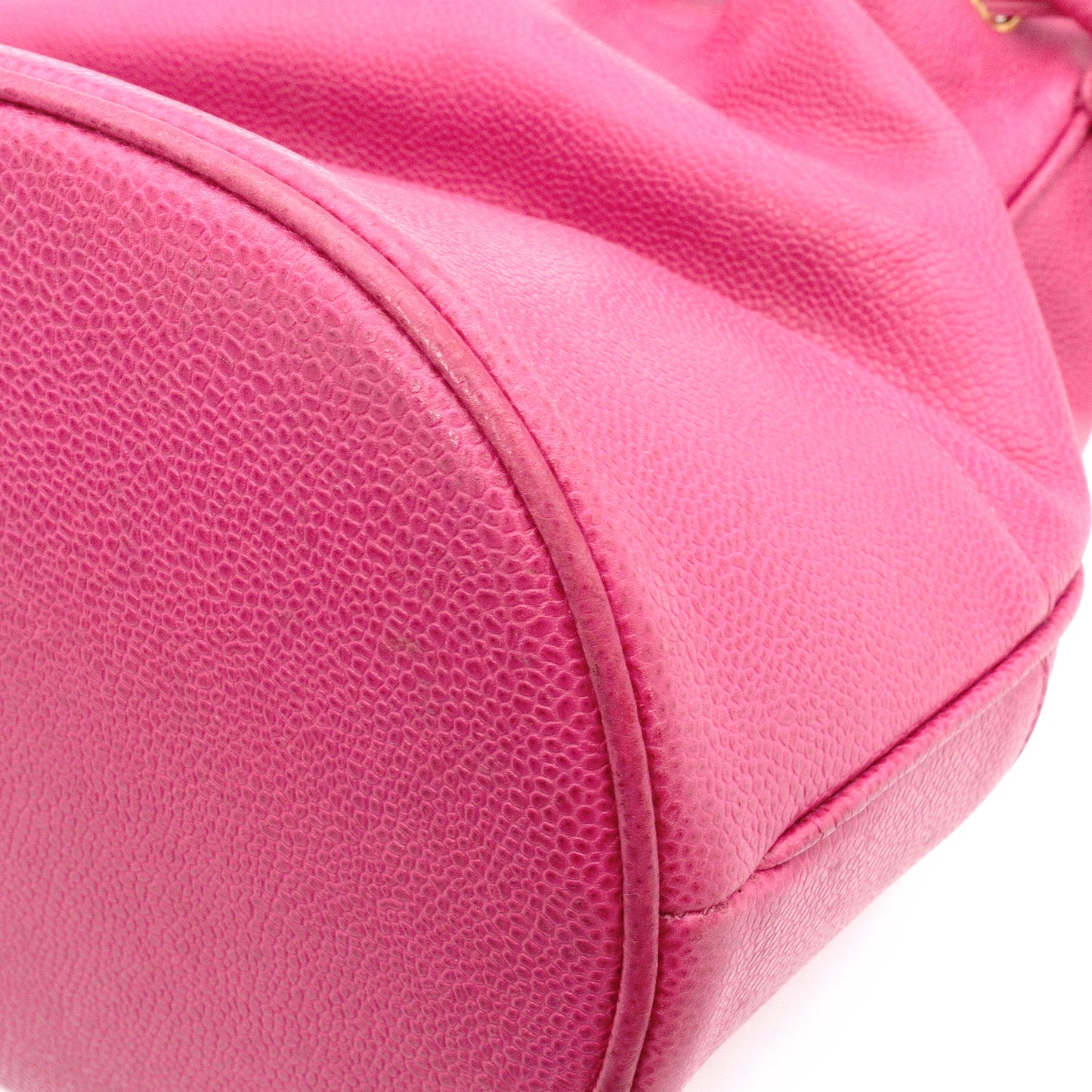 CHANEL Caviar Skin Bucket Bag, Shoulder Bag, Leather, Pink, Gold Hardware, Drawstring Bag
