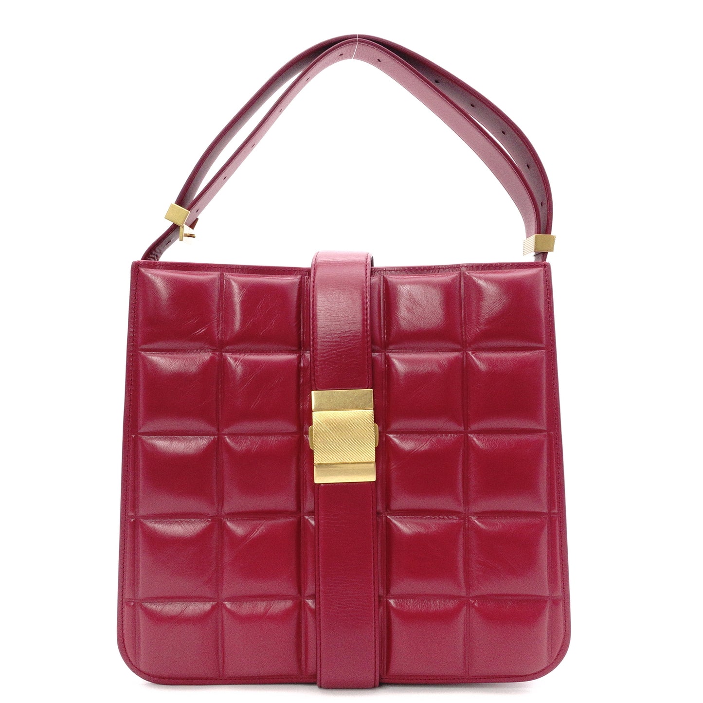 BOTTEGAVENETA Shoulder Bag, Leather, Bordeaux, Maroon, Gold Hardware, Single-Shoulder