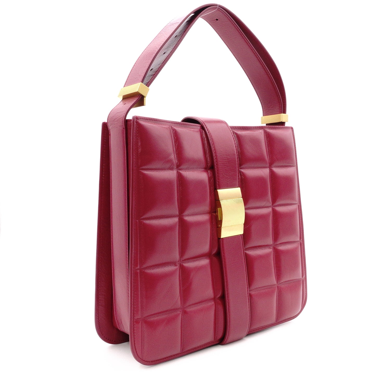 BOTTEGAVENETA Shoulder Bag, Leather, Bordeaux, Maroon, Gold Hardware, Single-Shoulder