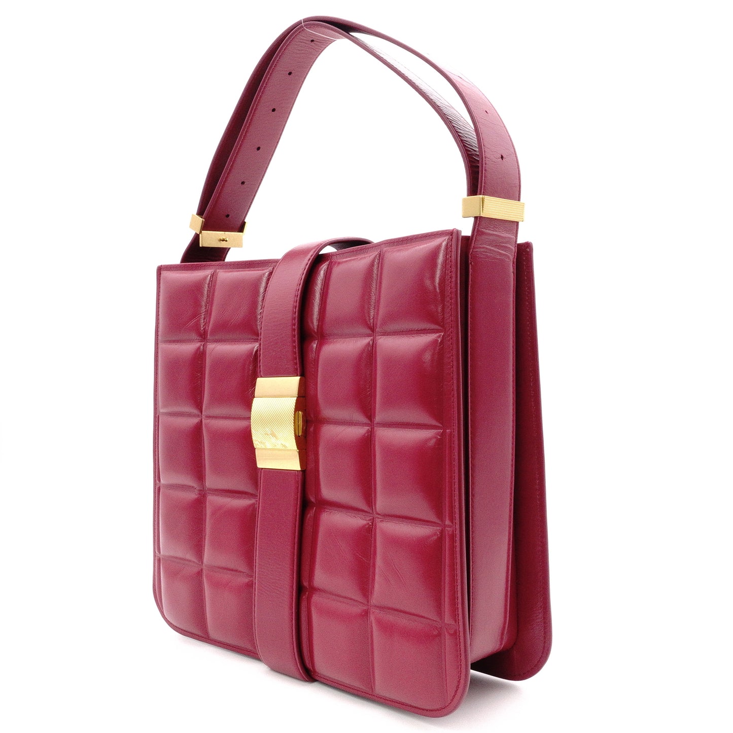 BOTTEGAVENETA Shoulder Bag, Leather, Bordeaux, Maroon, Gold Hardware, Single-Shoulder
