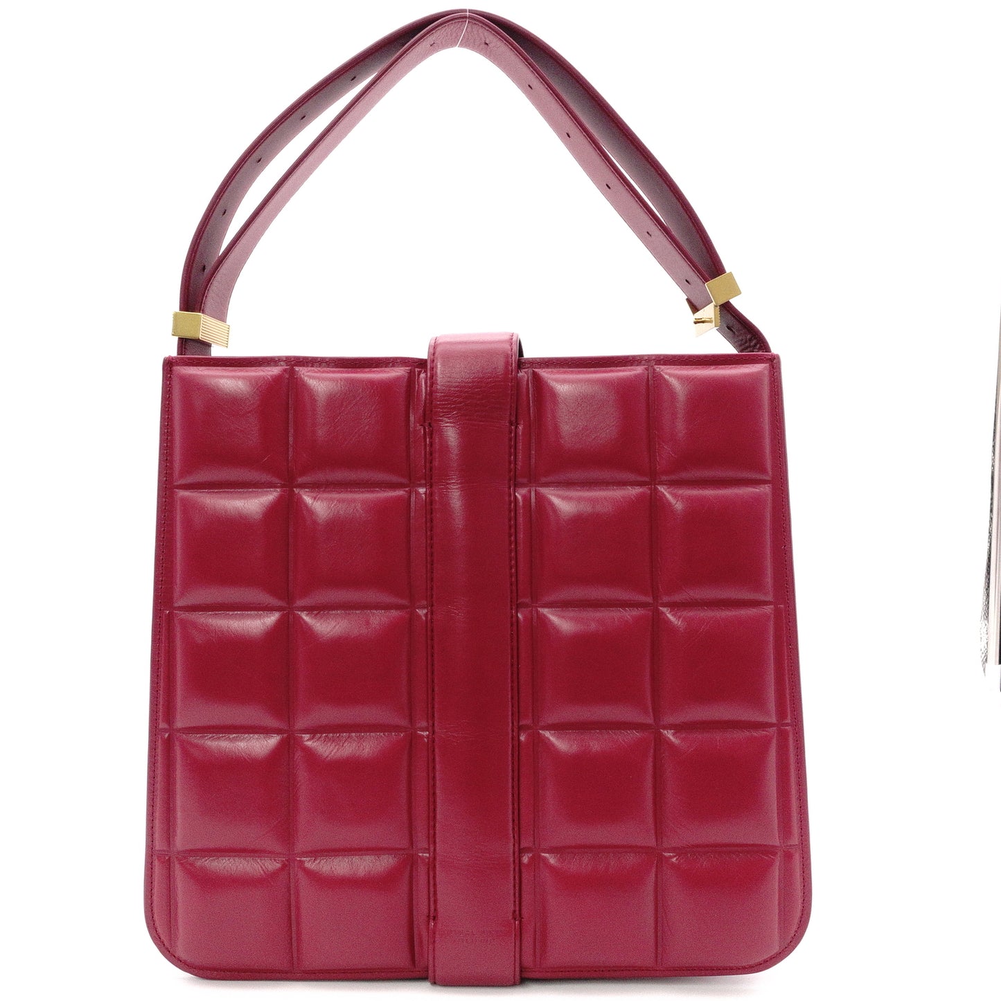 BOTTEGAVENETA Shoulder Bag, Leather, Bordeaux, Maroon, Gold Hardware, Single-Shoulder