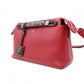 FENDI Zucca By the Way Handbag, Leather, Red, 2-way Crossbody Bag with Charm