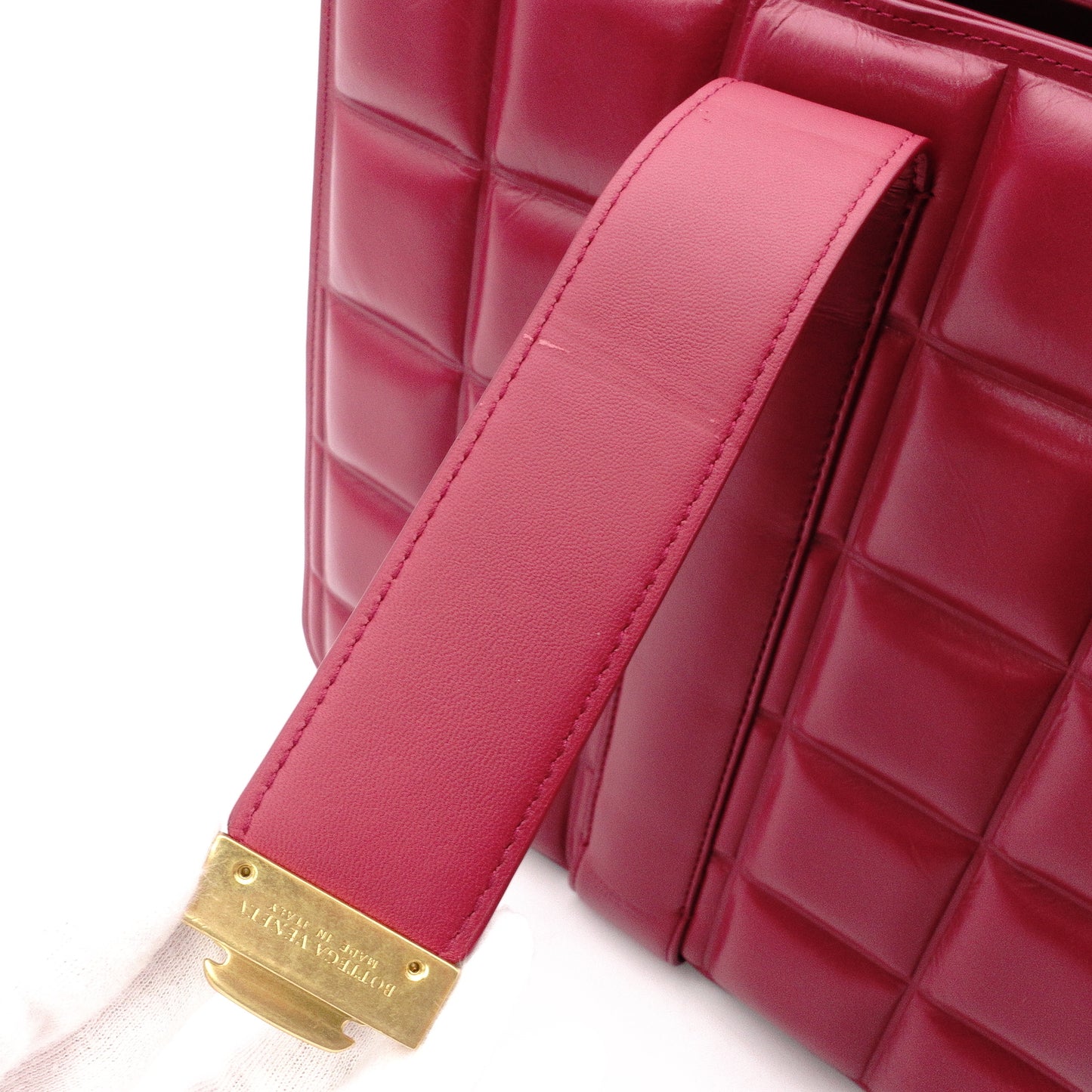 BOTTEGAVENETA Shoulder Bag, Leather, Bordeaux, Maroon, Gold Hardware, Single-Shoulder