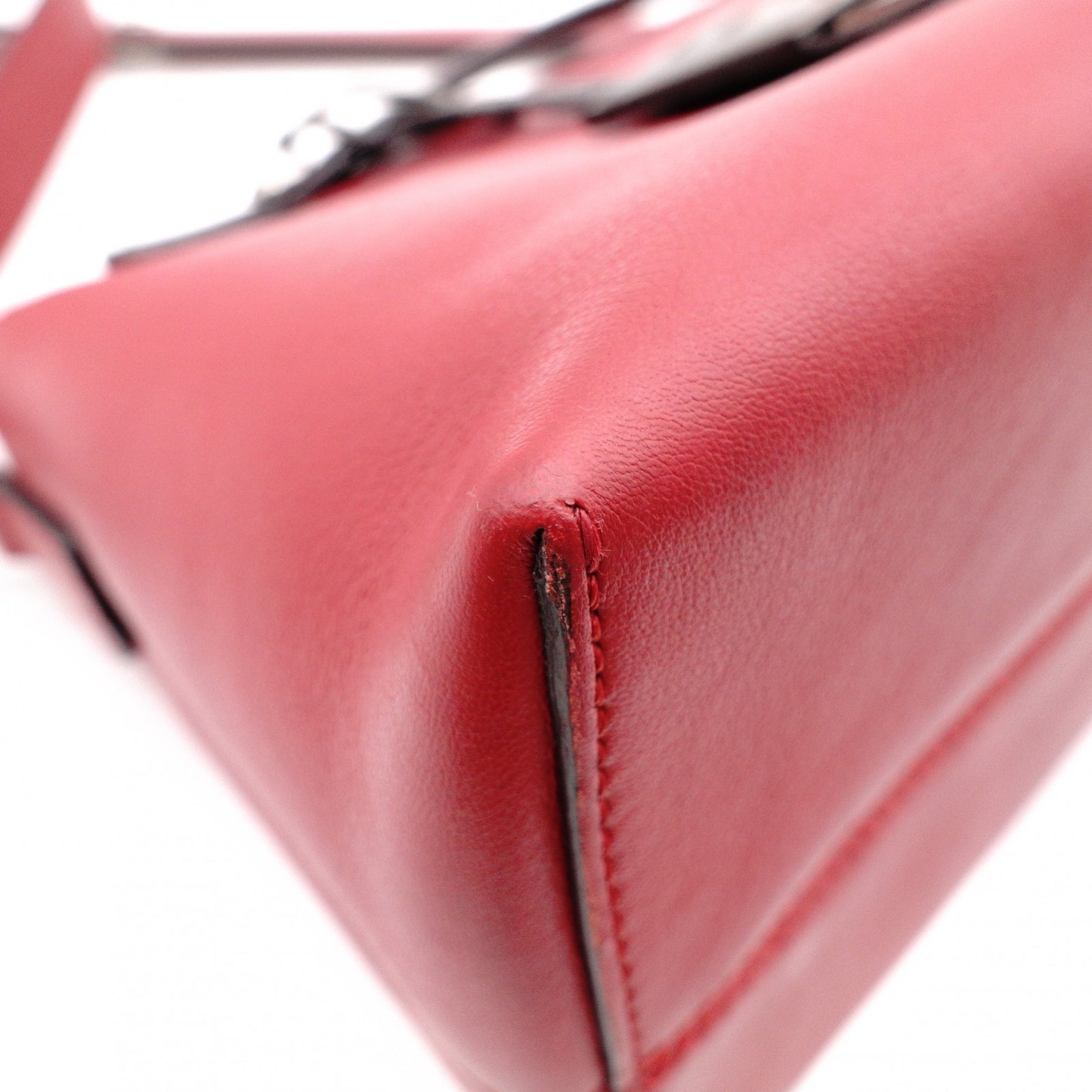 FENDI Zucca By the Way Handbag, Leather, Red, 2-way Crossbody Bag with Charm
