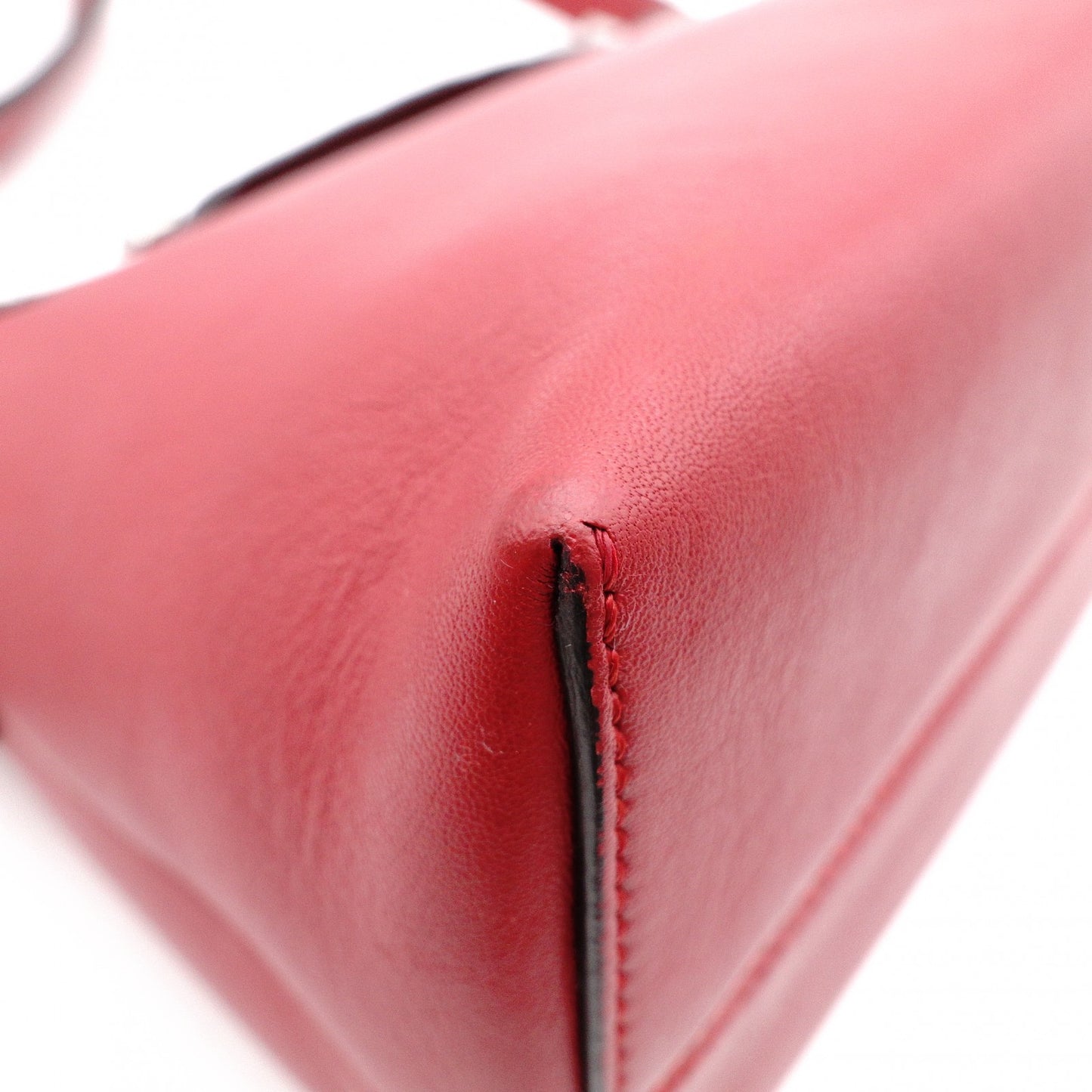 FENDI Zucca By the Way Handbag, Leather, Red, 2-way Crossbody Bag with Charm