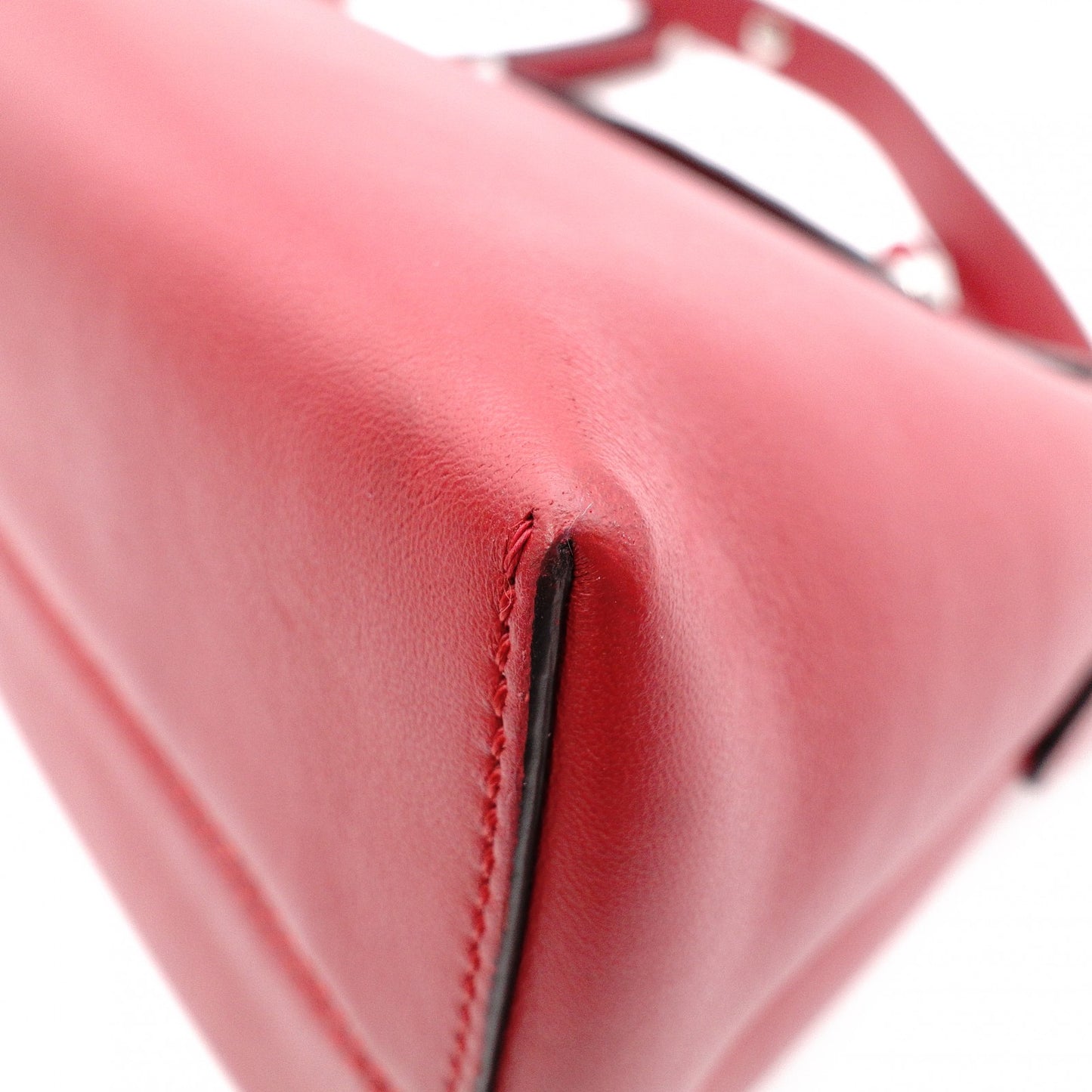 FENDI Zucca By the Way Handbag, Leather, Red, 2-way Crossbody Bag with Charm