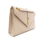 SAINT LAURENT Quilted Envelope Shoulder Bag, Leather, Beige, Gold Hardware, YSL Crossbody