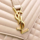SAINT LAURENT Quilted Envelope Shoulder Bag, Leather, Beige, Gold Hardware, YSL Crossbody