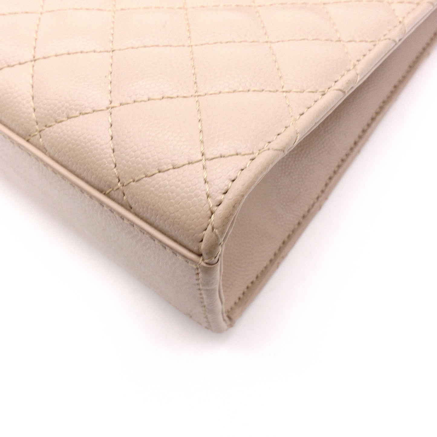 SAINT LAURENT Quilted Envelope Shoulder Bag, Leather, Beige, Gold Hardware, YSL Crossbody