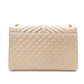 SAINT LAURENT Quilted Envelope Shoulder Bag, Leather, Beige, Gold Hardware, YSL Crossbody