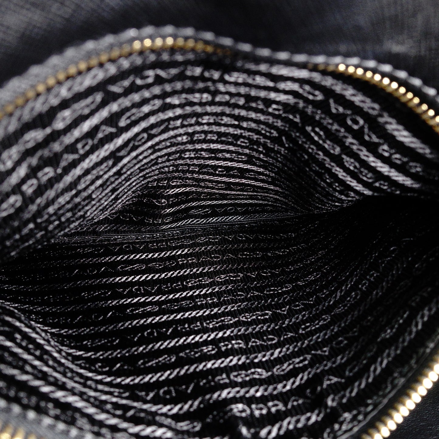 PRADA Handbag, Leather, Black, Saffiano Leather, 2-Way, Gold Hardware