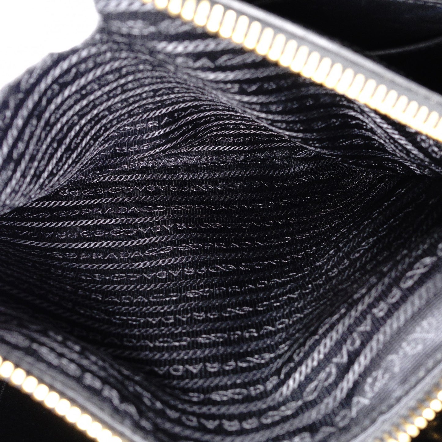 PRADA Handbag, Leather, Black, Saffiano Leather, 2-Way, Gold Hardware