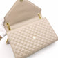 SAINT LAURENT Quilted Envelope Shoulder Bag, Leather, Beige, Gold Hardware, YSL Crossbody