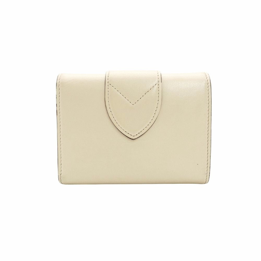 LOUIS VUITTON Pont Neuf Compact White Leather White LV Logo Gold Hardware R8020159