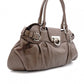Salvatore Ferragamo Gancini Shoulder Bag, Leather, Brown, Silver Hardware