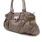 Salvatore Ferragamo Gancini Shoulder Bag, Leather, Brown, Silver Hardware