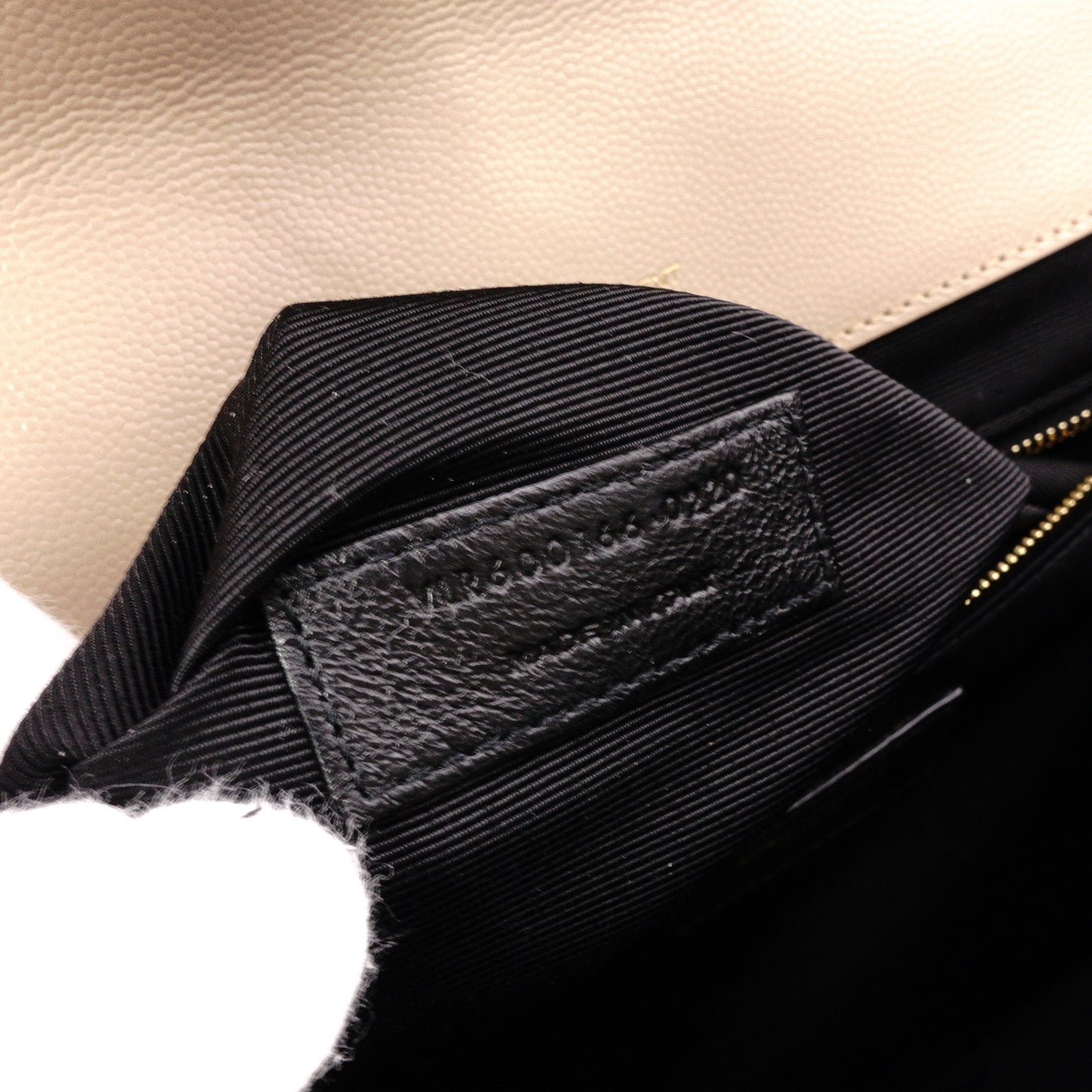 SAINT LAURENT Quilted Envelope Shoulder Bag, Leather, Beige, Gold Hardware, YSL Crossbody