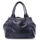 BALENCIAGA Navy Cabas Handbag, Leather, Navy, Logo Tote Bag