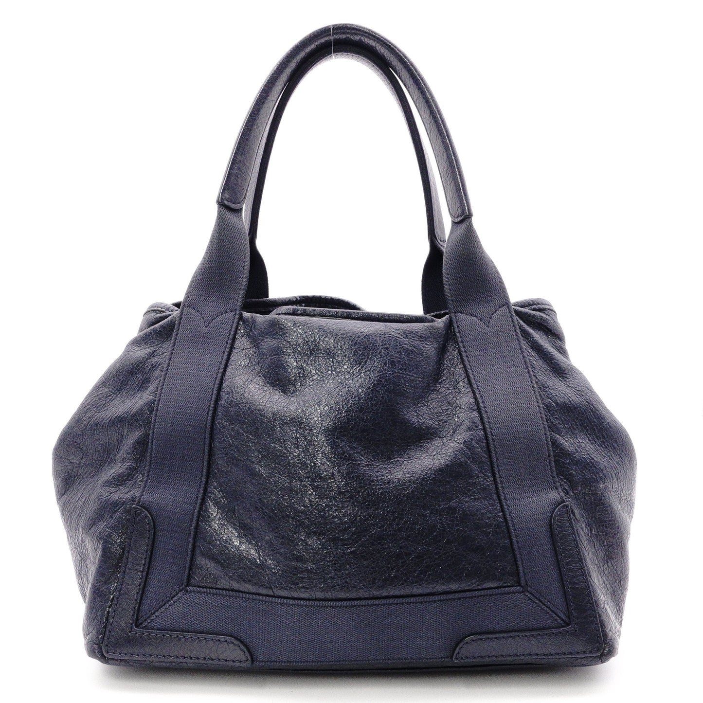 BALENCIAGA Navy Cabas Handbag, Leather, Navy, Logo Tote Bag