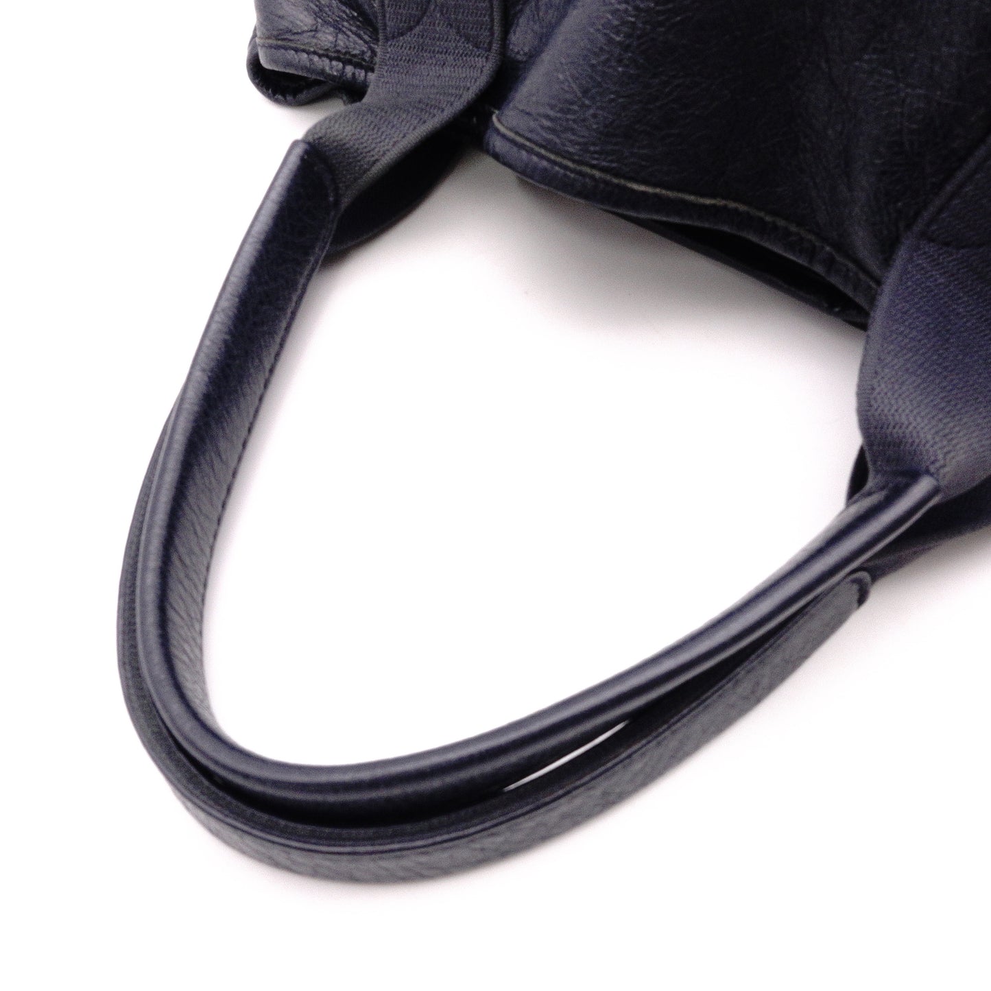 BALENCIAGA Navy Cabas Handbag, Leather, Navy, Logo Tote Bag