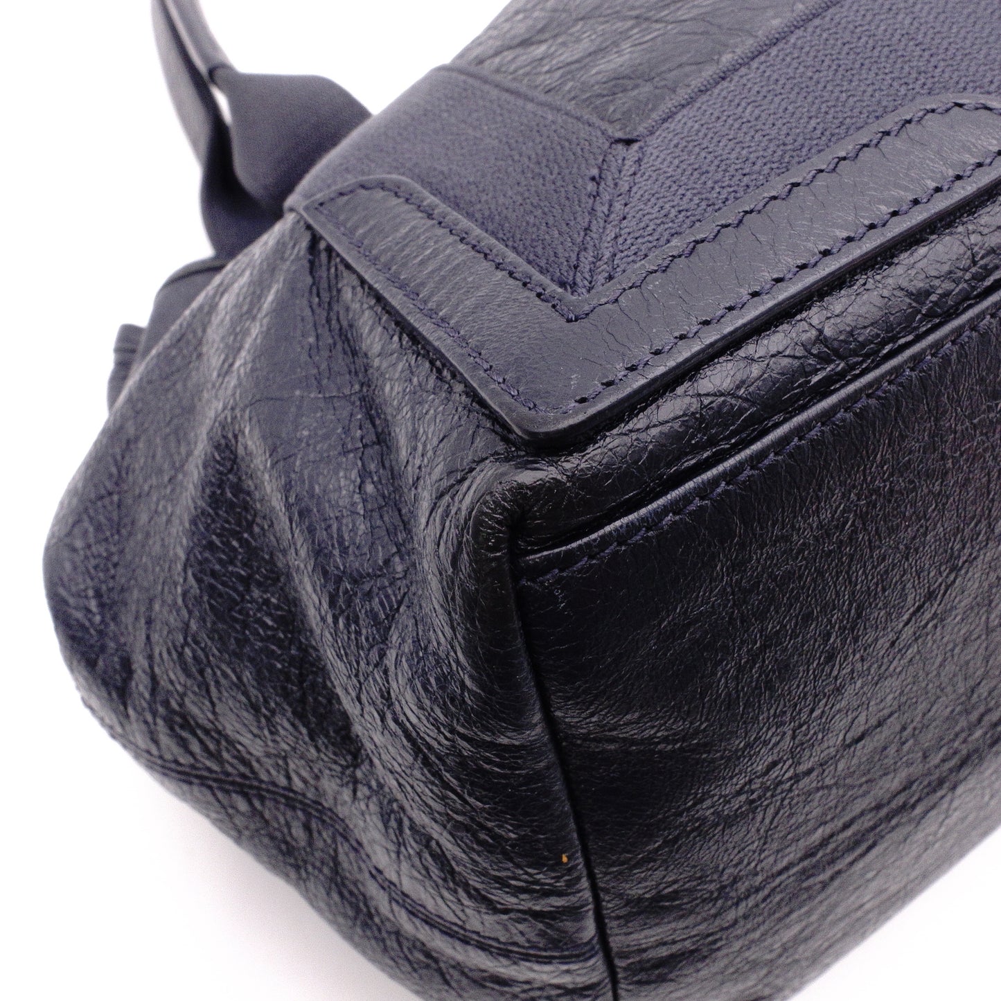 BALENCIAGA Navy Cabas Handbag, Leather, Navy, Logo Tote Bag
