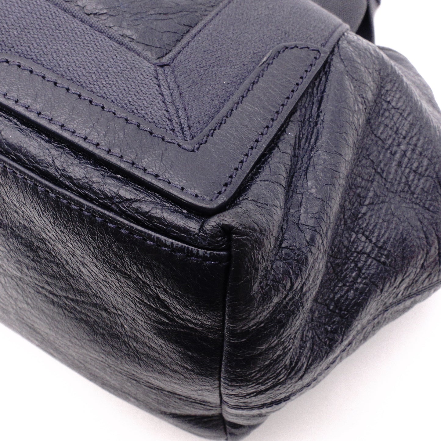 BALENCIAGA Navy Cabas Handbag, Leather, Navy, Logo Tote Bag