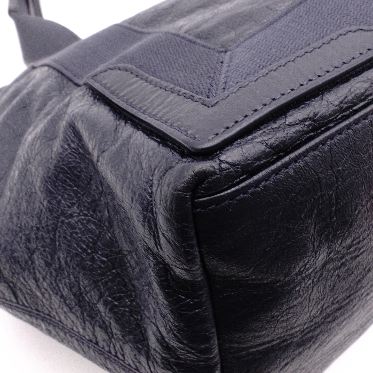 BALENCIAGA Navy Cabas Handbag, Leather, Navy, Logo Tote Bag