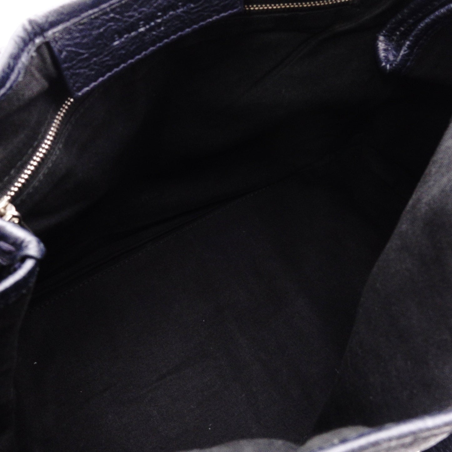 BALENCIAGA Navy Cabas Handbag, Leather, Navy, Logo Tote Bag