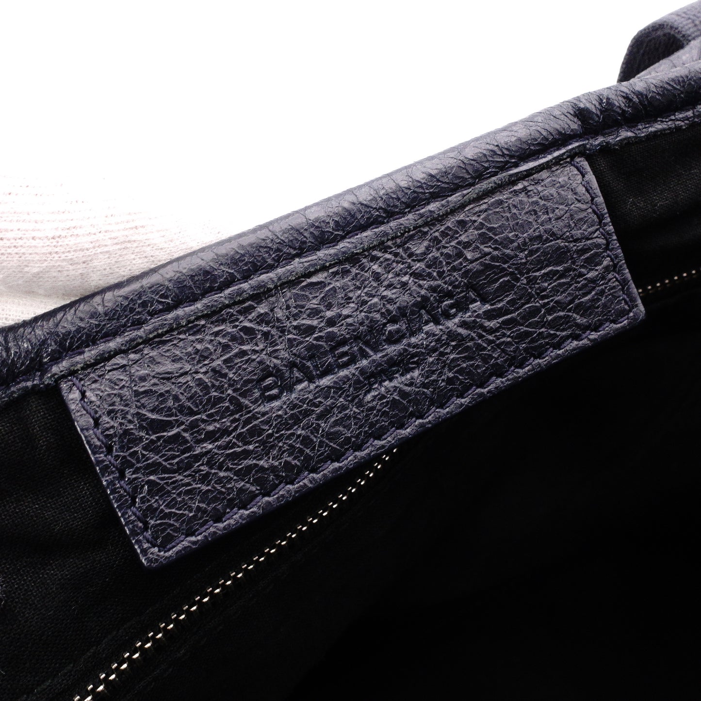 BALENCIAGA Navy Cabas Handbag, Leather, Navy, Logo Tote Bag