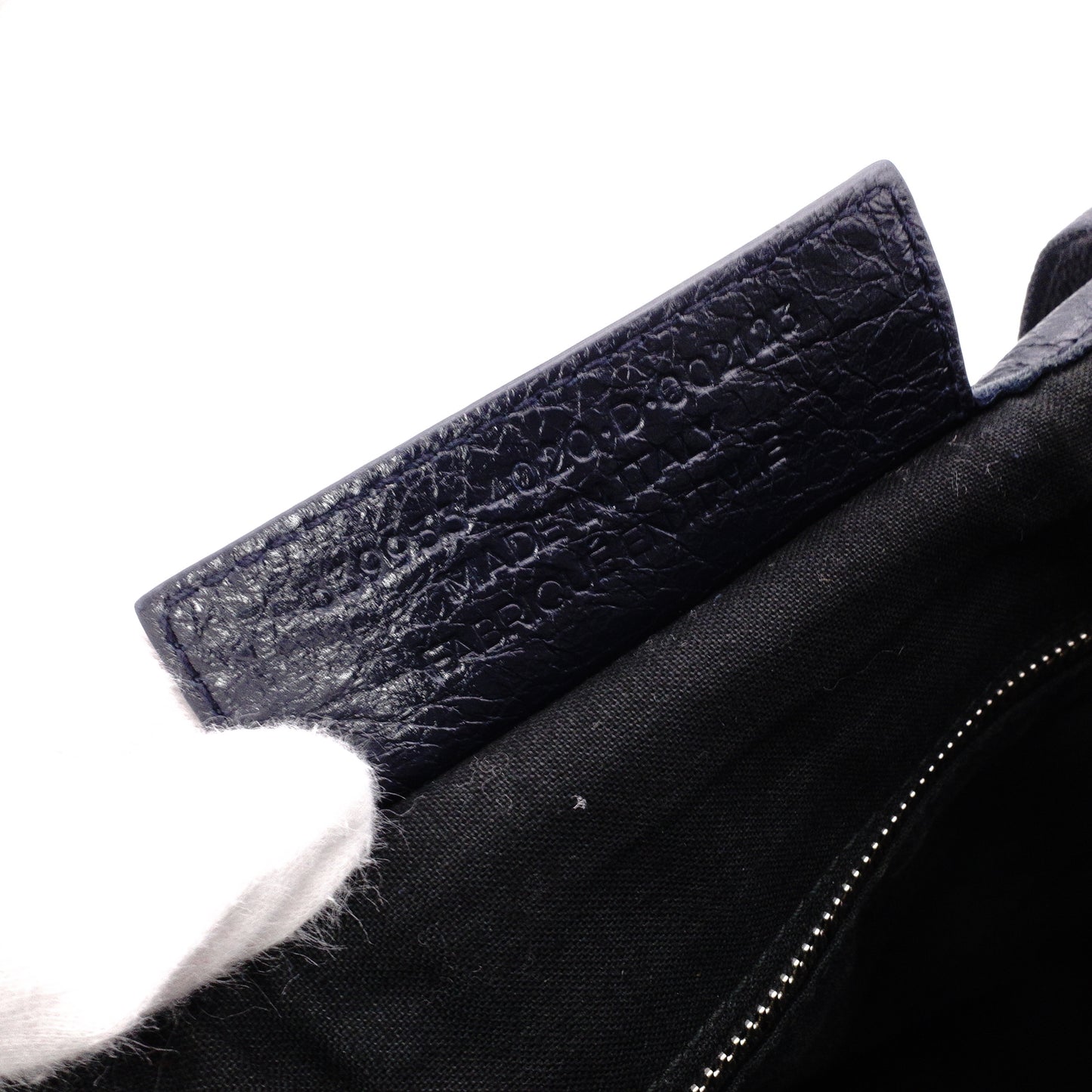 BALENCIAGA Navy Cabas Handbag, Leather, Navy, Logo Tote Bag