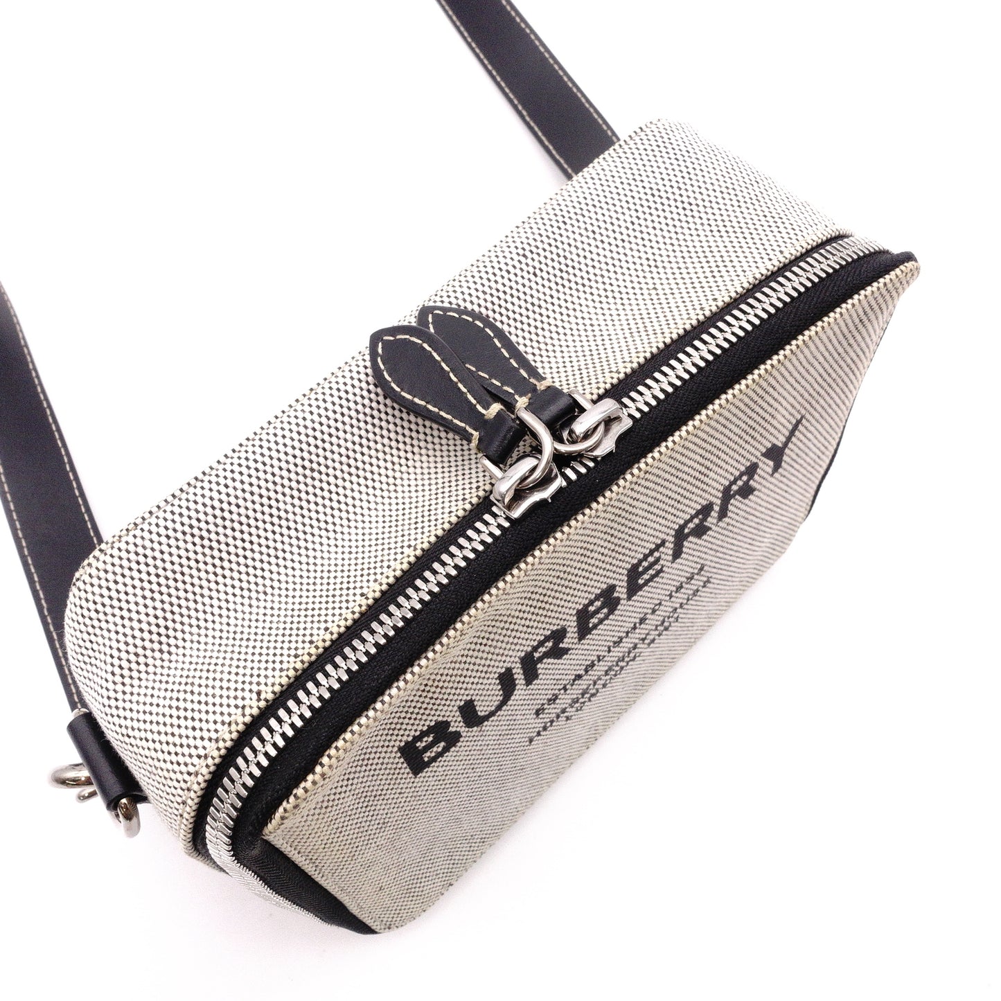 BURBERRY Horseferry Print Shoulder Bag, Canvas/Leather, Beige x Black, Crossbody