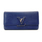 LOUIS VUITTON Taurillon Capucines Long Wallet Navy Blue Leather LV Logo Silver Hardware R801902