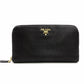 PRADA Long Wallet Saffiano Leather Black Leather Wallet Gold Hardware R801987