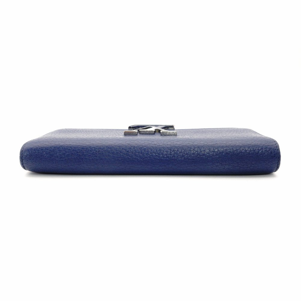 LOUIS VUITTON Taurillon Capucines Long Wallet Navy Blue Leather LV Logo Silver Hardware R801902