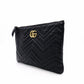 GUCCI GG Marmont Clutch Bag, Leather, Black, GG Logo, Gold Hardware, Comes with Box and Pouch