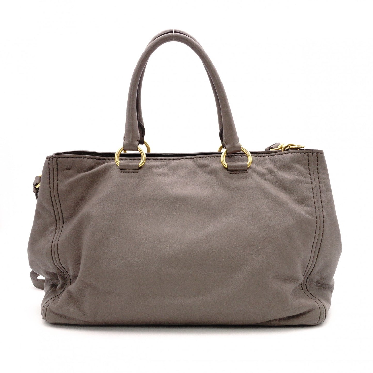 PRADA BN2103 Tote Bag, Leather, Grey, 2-way Shoulder Bag, Gold Hardware