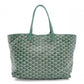 GOYARD Saint Louis PM Tote Bag, PVC and Leather, Green, with Pouch