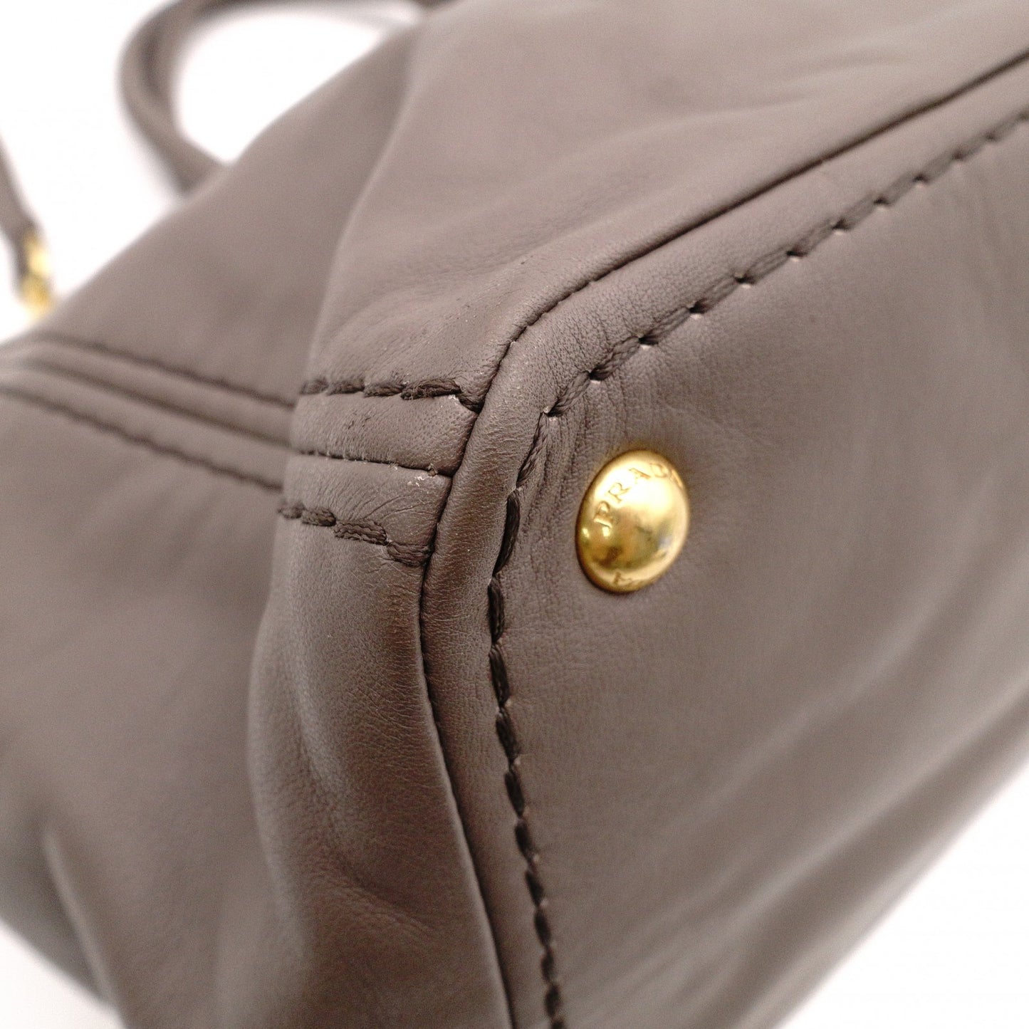 PRADA BN2103 Tote Bag, Leather, Grey, 2-way Shoulder Bag, Gold Hardware