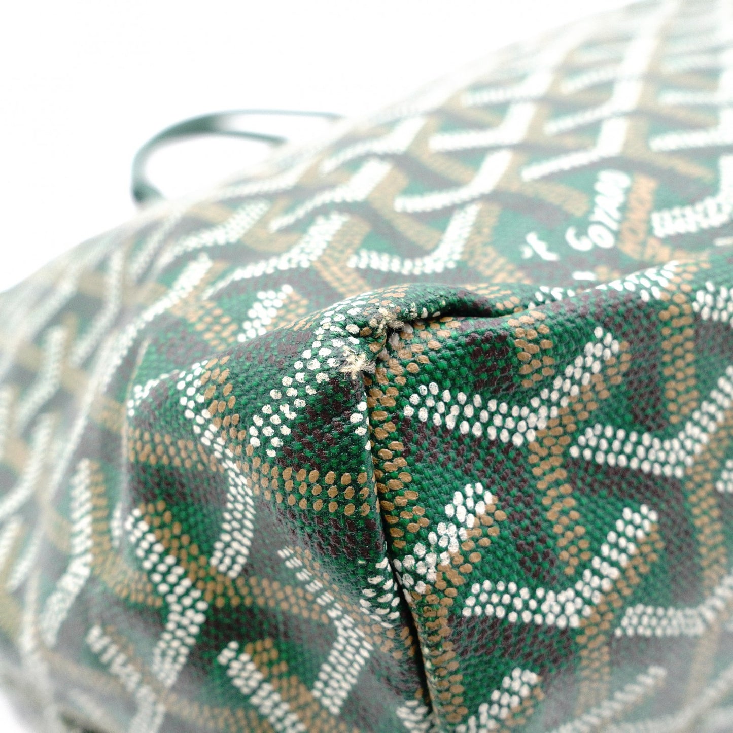 GOYARD Saint Louis PM Tote Bag, PVC and Leather, Green, with Pouch