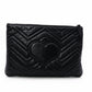 GUCCI GG Marmont Clutch Bag, Leather, Black, GG Logo, Gold Hardware, Comes with Box and Pouch