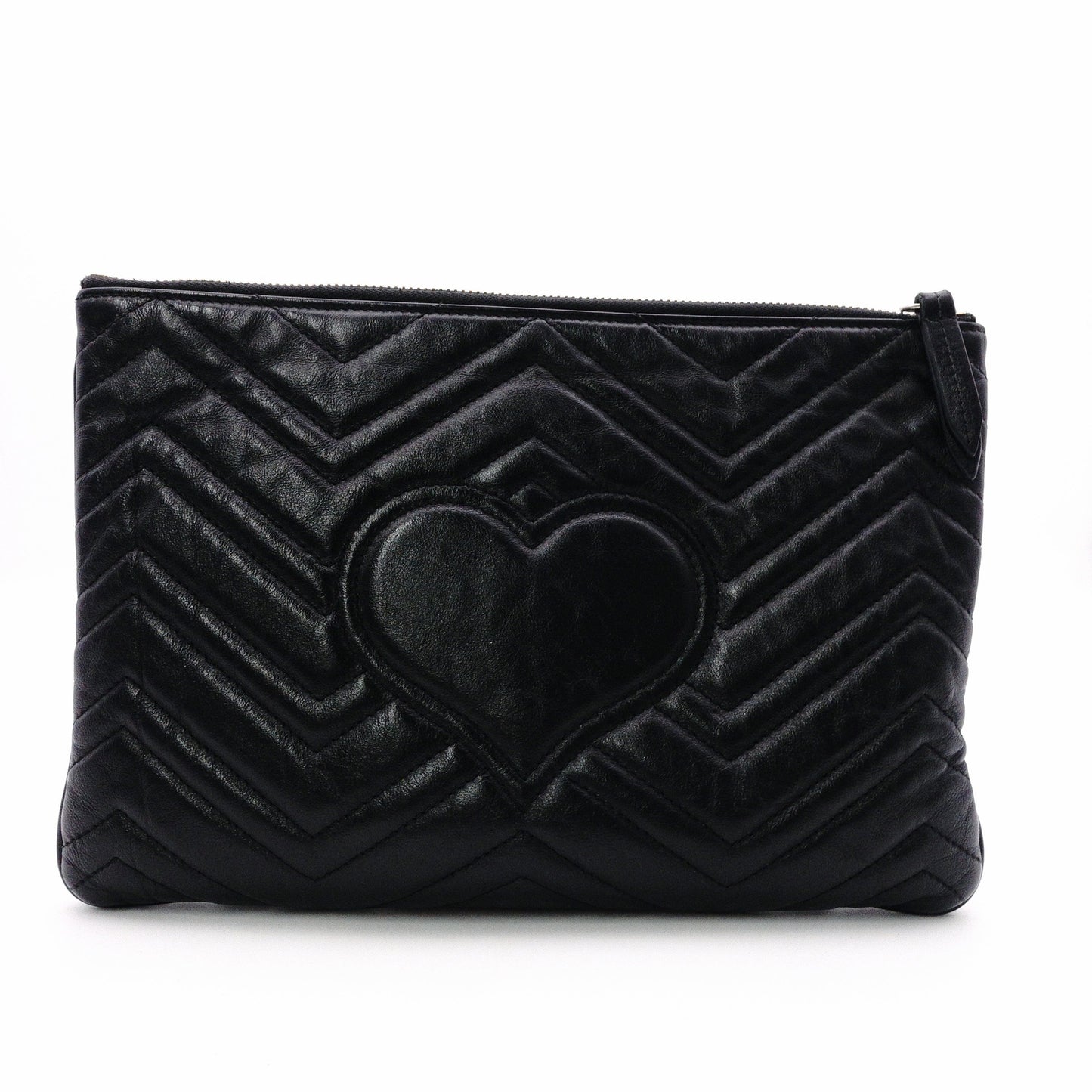 GUCCI GG Marmont Clutch Bag, Leather, Black, GG Logo, Gold Hardware, Comes with Box and Pouch