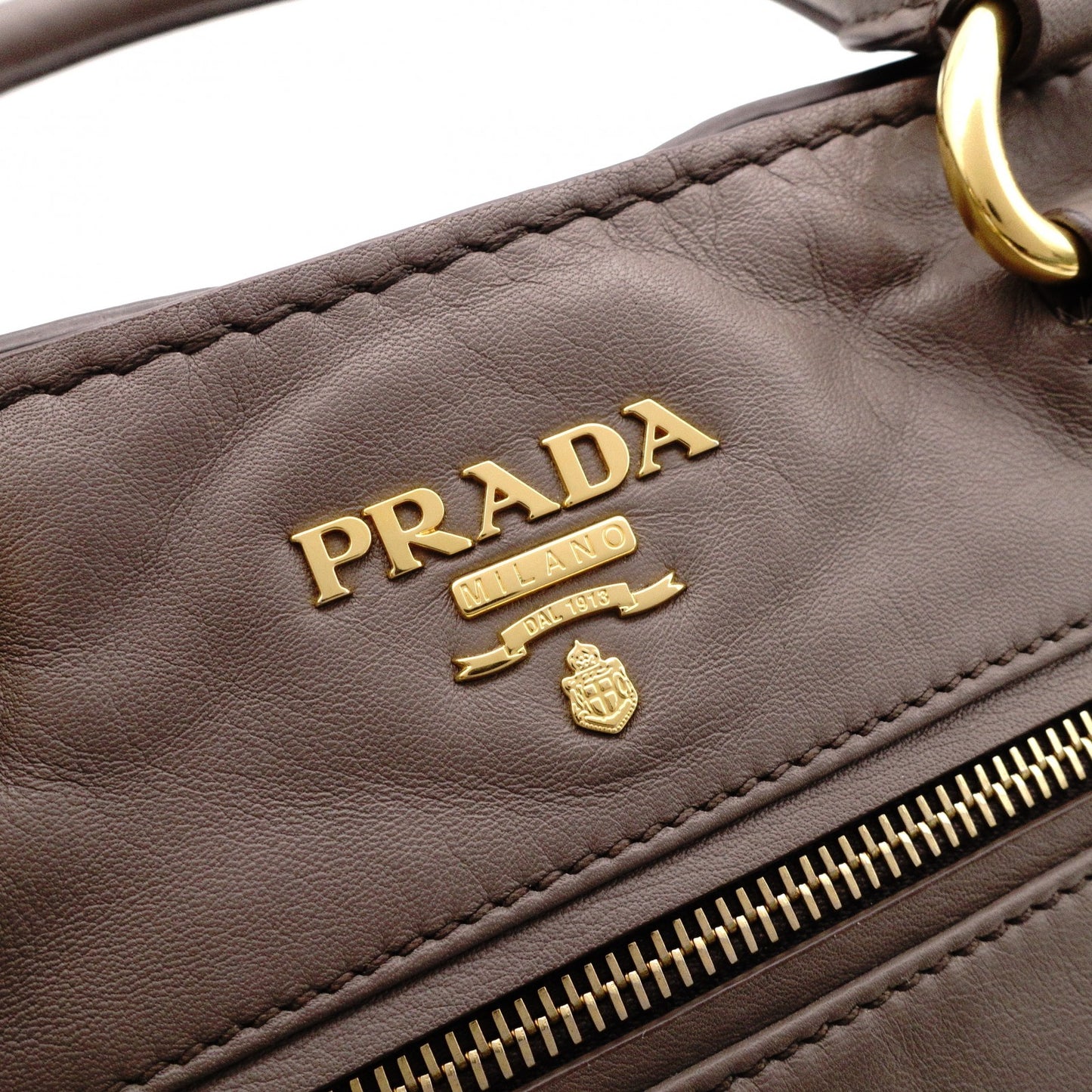 PRADA BN2103 Tote Bag, Leather, Grey, 2-way Shoulder Bag, Gold Hardware