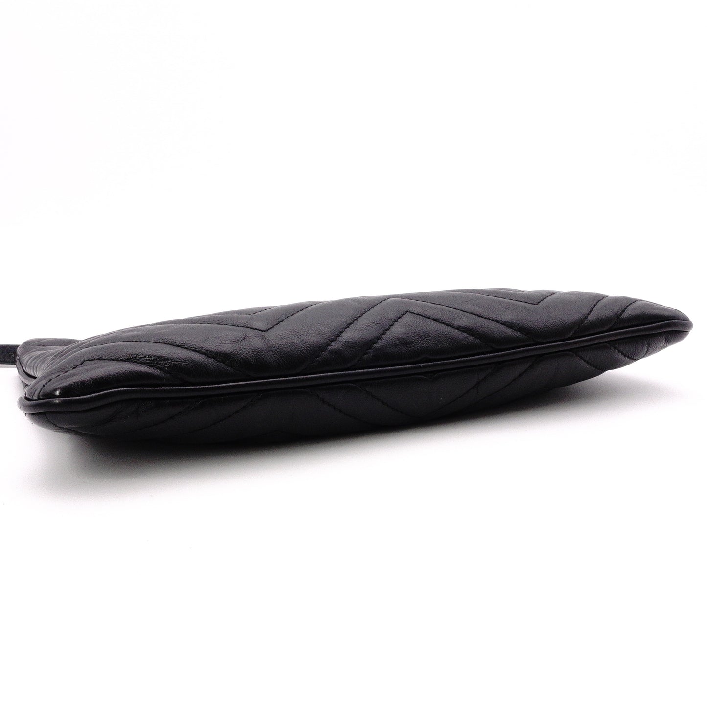 GUCCI GG Marmont Clutch Bag, Leather, Black, GG Logo, Gold Hardware, Comes with Box and Pouch