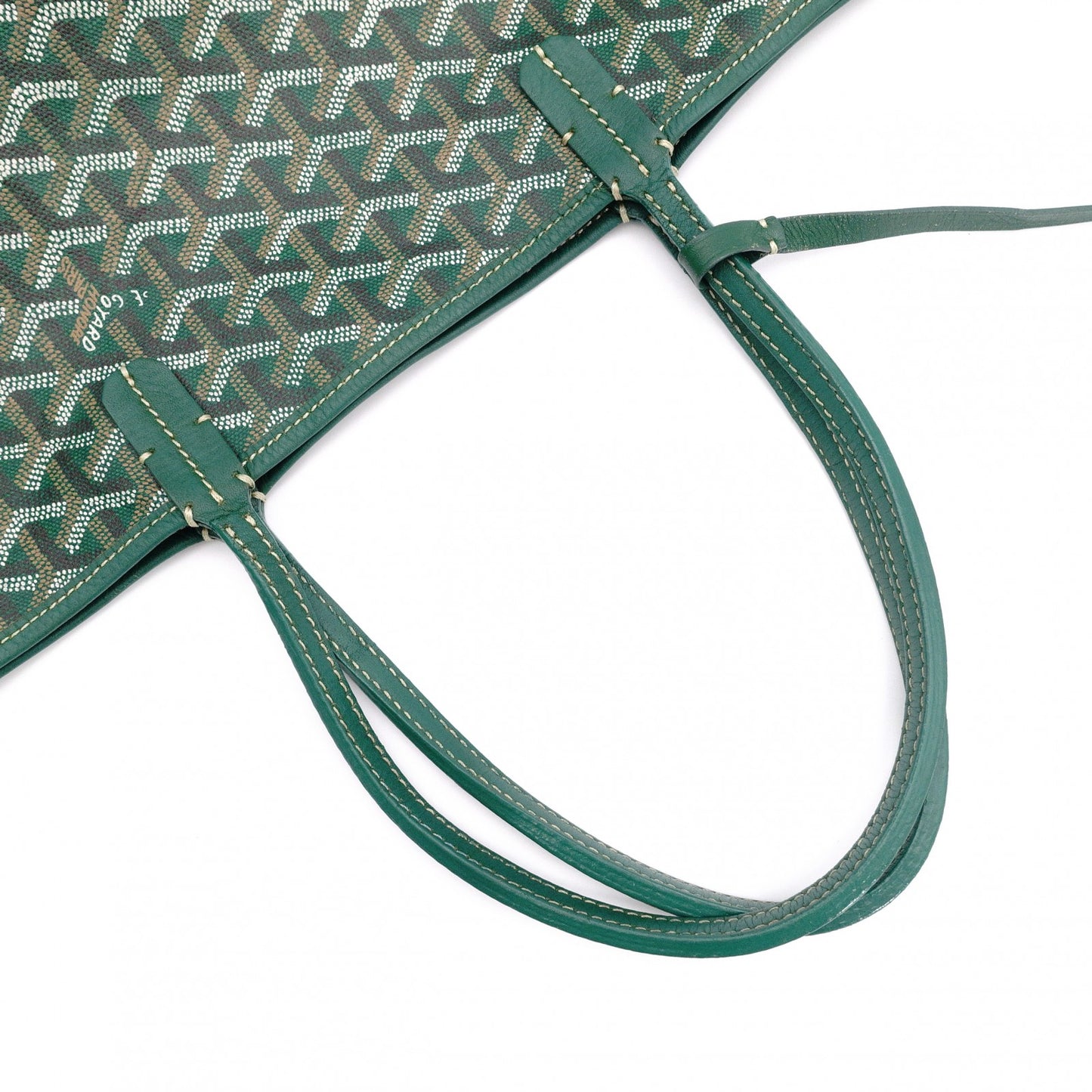GOYARD Saint Louis PM Tote Bag, PVC and Leather, Green, with Pouch
