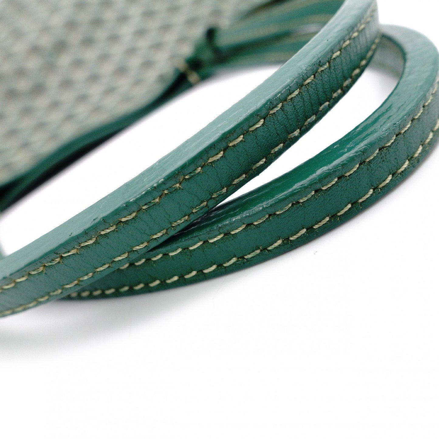 GOYARD Saint Louis PM Tote Bag, PVC and Leather, Green, with Pouch