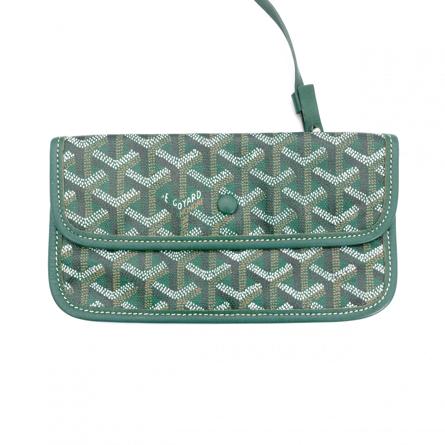 GOYARD Saint Louis PM Tote Bag, PVC and Leather, Green, with Pouch