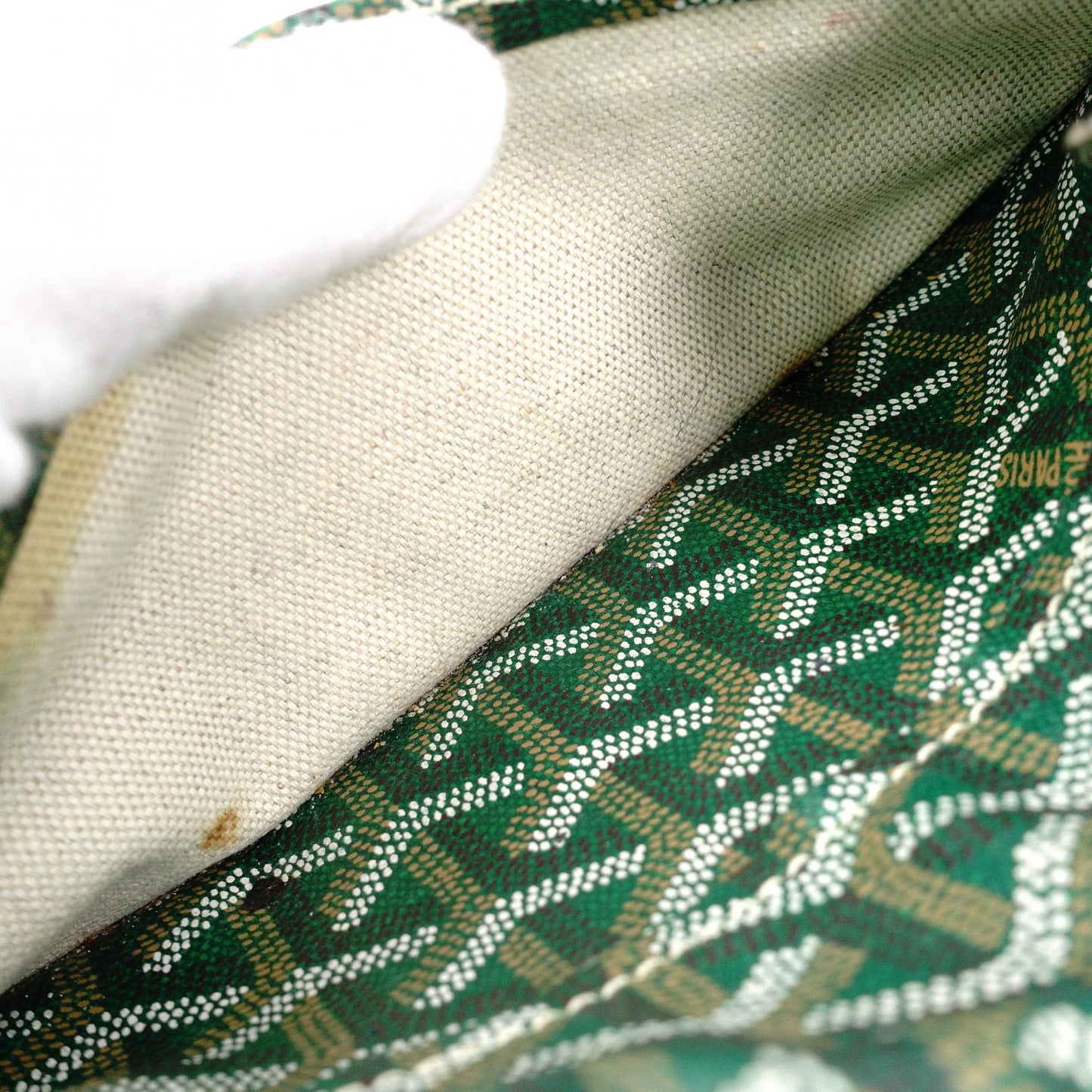 GOYARD Saint Louis PM Tote Bag, PVC and Leather, Green, with Pouch