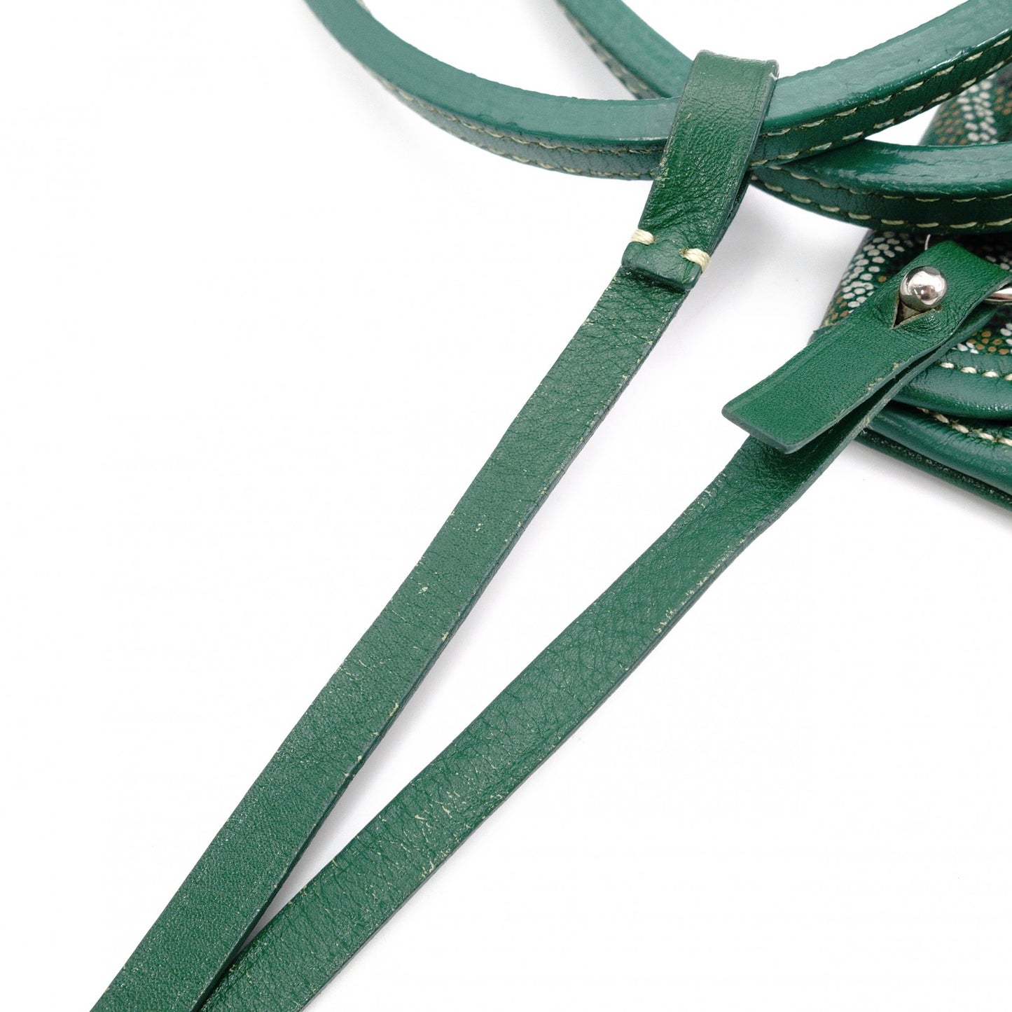 GOYARD Saint Louis PM Tote Bag, PVC and Leather, Green, with Pouch